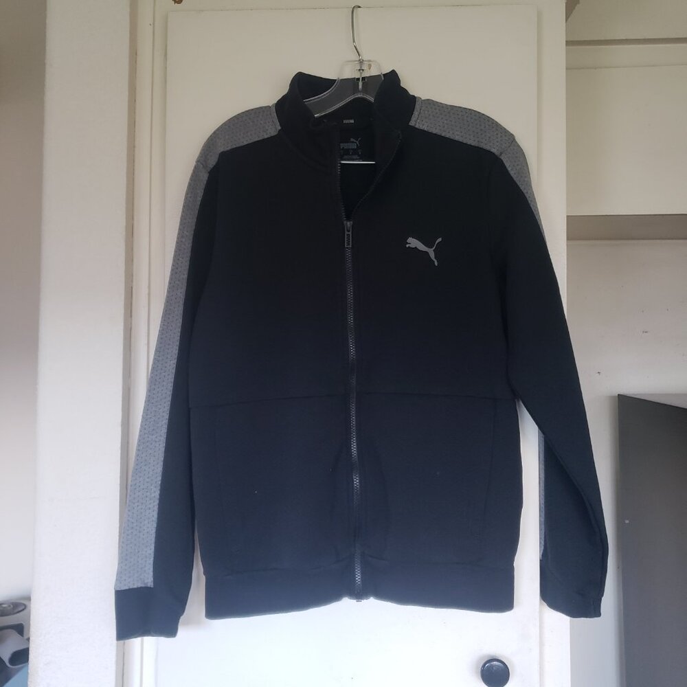 Puma Dark Blue Jacket with Grey Stripes Size Small